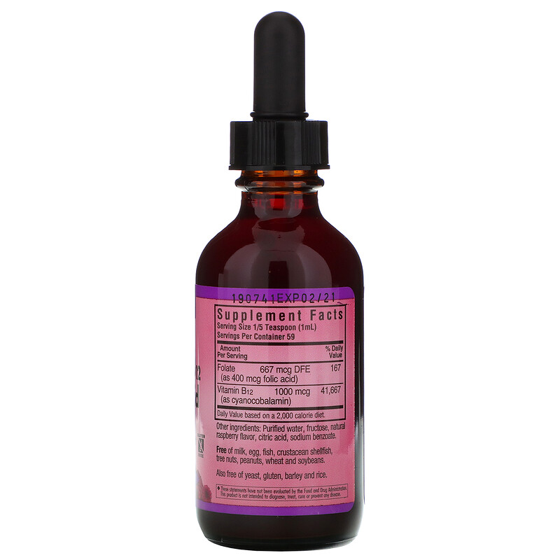 Nutrition, Liquid Vitamin B12 & Folic Acid, Natural