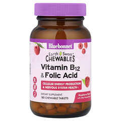 EarthSweet® Chewables, Vitamin B-12 & Folic Acid, Raspberry, 180 Chewable Tablets