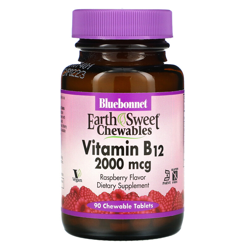 Nutrition, EarthSweet Chewables, Vitamin B12, Raspberry