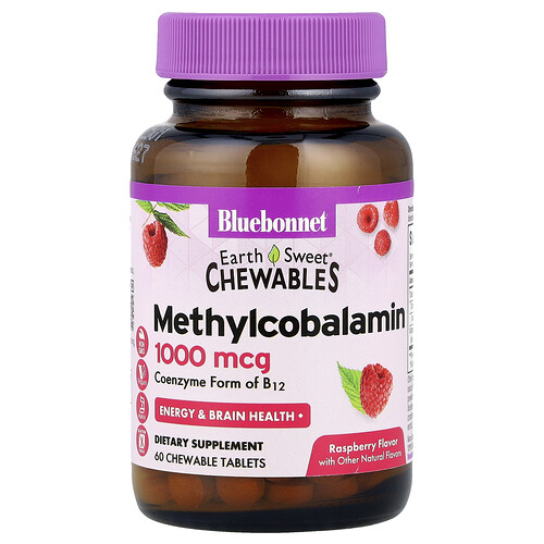 Bluebonnet Nutrition, EarthSweet Chewables, Methylcobalamin, Raspberry , 1,000 mcg, 60 Chewable Tablets