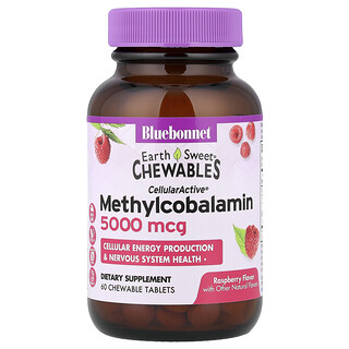 Bluebonnet Nutrition, EarthSweet® 咀嚼片系列 CellularActive® 甲基鈷胺素，樹莓味，5000 微克，60 片裝