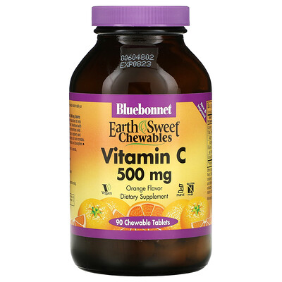 Bluebonnet Nutrition EarthSweet Chewables Vitamin C Orange 500 mg 90 Chewable Tablets