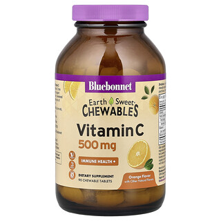Bluebonnet Nutrition, Produse masticabile de la Earth Sweet®, vitamina C, portocale, 90 de tablete masticabile