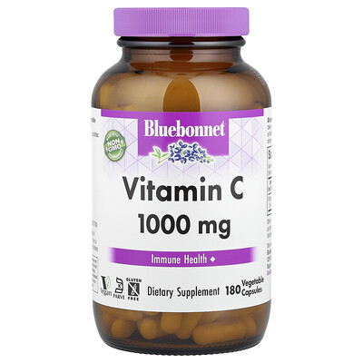 Bluebonnet Nutrition, Vitamina C, 1000 mg, 180 cápsulas vegetales
