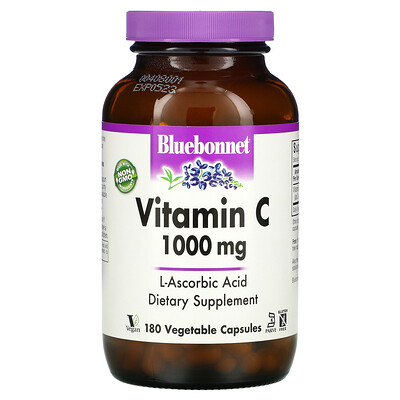 Bluebonnet Nutrition Витамин C, 1000 мг, 180 растительных капсул