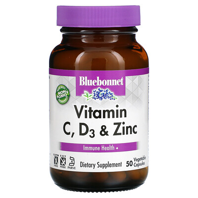 

Bluebonnet Nutrition Vitamin C D3 & Zinc 50 Vegetable Capsules