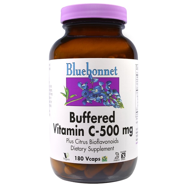 Bluebonnet Nutrition, Буферизированный витамин С, 500 мг, 180 капсул