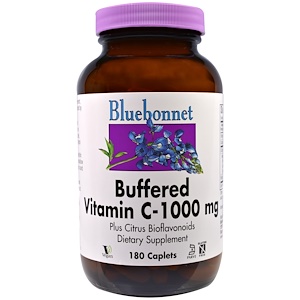 Bluebonnet Nutrition, Буферизированный витамин C, 1000 мг, 180 капсулообразных таблеток
