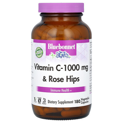 Photos - Vitamins & Minerals Bluebonnet Nutrition , Vitamin C-1,000 mg & Rose Hips, 180 Vegetable Capsules BLB-00575 