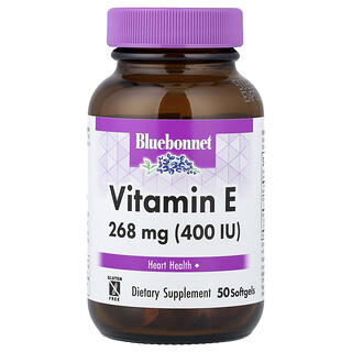 Bluebonnet Nutrition, Vitamina E, 268 mg (400 UI), 50 cápsulas blandas
