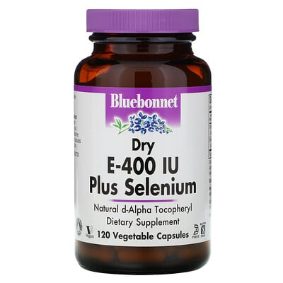 Bluebonnet Nutrition E-400 IU, плюс селен 120 овощных капсул