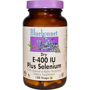 Bluebonnet Nutrition, E-400 IU, плюс селен 120 овощных капсул
