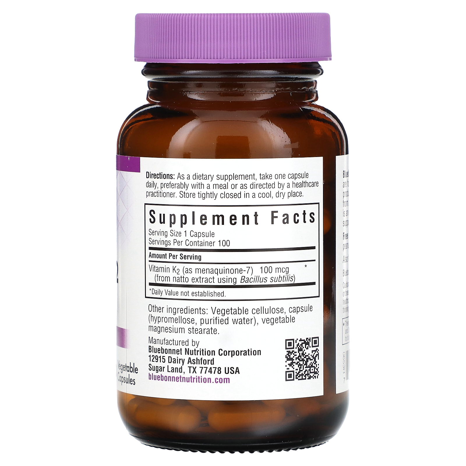 Nutrition, Vitamin K2, 100 mcg, 100 Vegetable Capsules