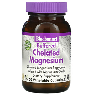 Bluebonnet Nutrition, буферизованный хелатный магний, 60 растительных капсул