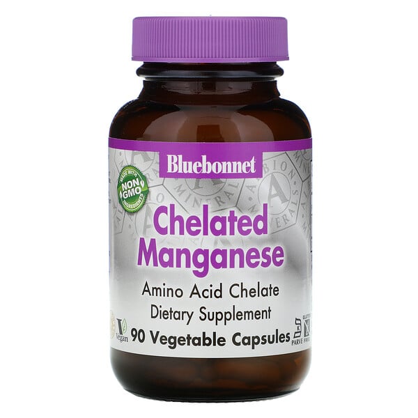 Bluebonnet Nutrition, Manganèse Chélaté, 90 Comprimés Naturels