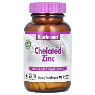 Bluebonnet Nutrition, Şelatlı Çinko, 90 Bitkisel Kapsül (Kapsül Başına 30 mg)