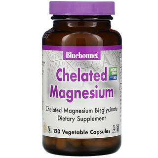 Bluebonnet Nutrition, Chelated Magnesium, chelatiertes Magnesium, 120 pflanzliche Kapseln