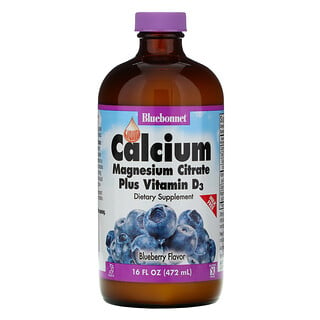 Bluebonnet Nutrition, 액상 칼슘 마그네슘 구연산 플러스 비타민D3, 천연 블루베리 맛, 472ml(16fl oz)