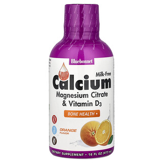 Bluebonnet Nutrition, Citrato de calcio con magnesio líquido más vitamina D3, sabor natural de naranja, 16 fl oz (472 ml)