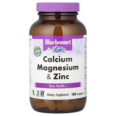 Bluebonnet Nutrition, Calcio y magnesio más zinc, 180 comprimidos