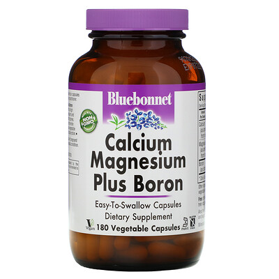 Bluebonnet Nutrition Calcium Magnesium Plus Boron, 180 Vegetarian Capsules