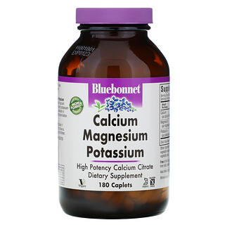 Bluebonnet Nutrition, Calcium magnésium potassium, 180 comprimés ovales
