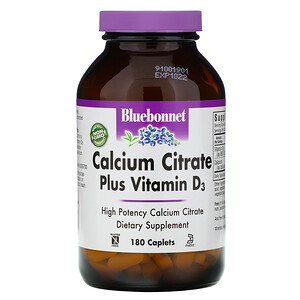 Отзывы о Блубоннэт Нутришен, Calcium Citrate Plus Vitamin D3, 180 Caplets