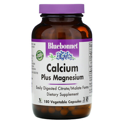 Bluebonnet Nutrition Calcium Plus Magnesium, 180 Vcaps