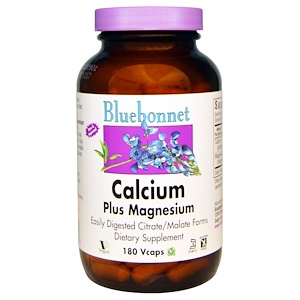 Bluebonnet Nutrition, Цитрат кальция, с магнием, 180 капсул на растительной основе