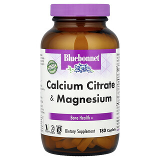 Bluebonnet Nutrition, Kalsiumsitraatti ja magnesium, 180 kaplettia