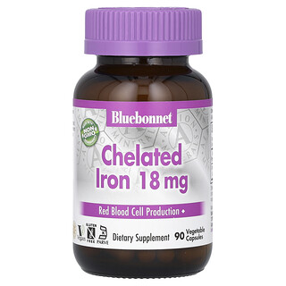 Bluebonnet Nutrition, Hierro quelado, 18 mg, 90 cápsulas vegetales