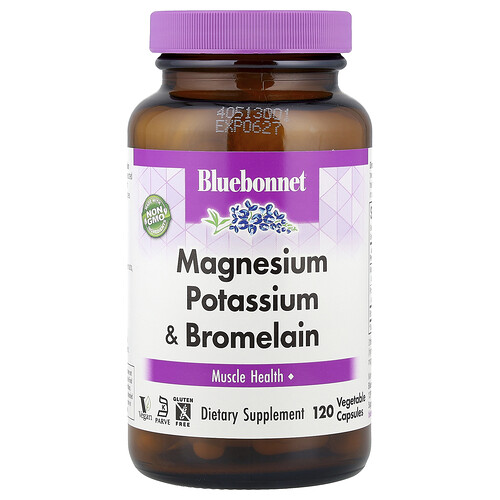 Bluebonnet Nutrition, Magnesium Potassium & Bromelain, Magnesium, Kalium und Bromelain, 120 pflanzliche Kapseln