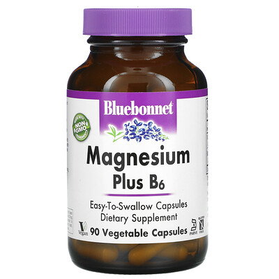 Bluebonnet Nutrition Магний плюс B6, 90 растительных капсул