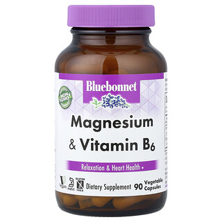 Bluebonnet Nutrition, Magnezyum ve B6 Vitamini, 90 Bitkisel Kapsül