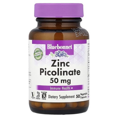 Bluebonnet Nutrition, Picolinato de zinc, 50 mg, 50 cápsulas vegetales