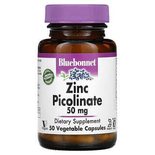 Bluebonnet Nutrition, Пиколинат цинка, 50 мг, 50 растительных капсул