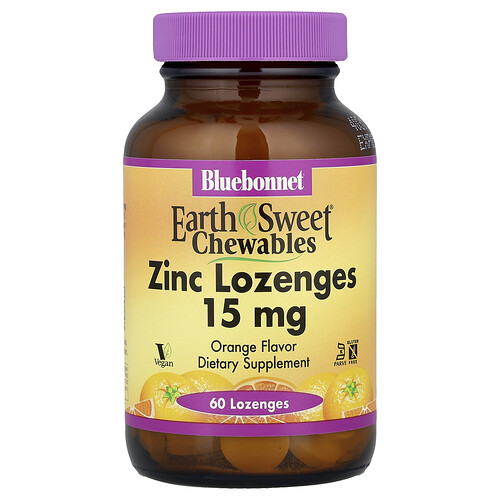 Bluebonnet Nutrition EarthSweet® Chewables, Zinc Lozenges, Orange, 60 Lozenges
