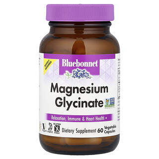 Bluebonnet Nutrition, гліцинат магнію, 60 рослинних капсул (100 мг в 1 капсулі)