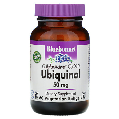 Bluebonnet Nutrition Ubiquinol, Cellular Active CoQ10, 50 мг, 60 растительных капсул