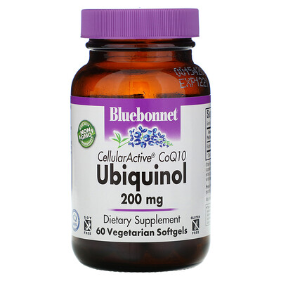 Bluebonnet Nutrition Убихинол CellullarActive CoQ10, 200 мг, 60 растительных капсул