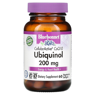 

Bluebonnet Nutrition, Ubiquinol, CellullarActive CoQ10, 200 mg, 60 Vegetarian Softgels