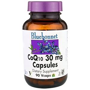 Bluebonnet Nutrition, Капсулы коэнзима Q10, 30 мг, 90 вегетарианских капсул