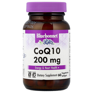 Bluebonnet Nutrition, CoQ10, 200 mg, 60 μαλακές κάψουλες για χορτοφάγους