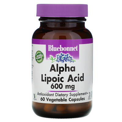 Bluebonnet Nutrition Альфа-липоевая кислота, 600 мг, 60 растительных капсул