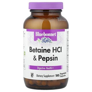 Bluebonnet Nutrition, Clorhidrato de betaína, Más pepsina, 180 cápsulas vegetales