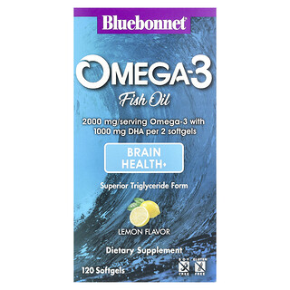 Bluebonnet Nutrition, 오메가3 피쉬 오일, 레몬 맛, 소프트젤 120정