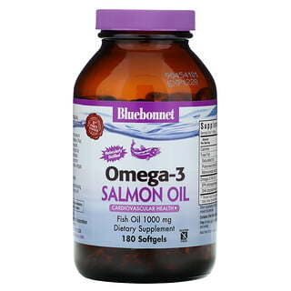 Bluebonnet Nutrition, أوميجا-3 طبيعي من زيت السلمون، 1000 مجم، 180 كبسولة هلامية