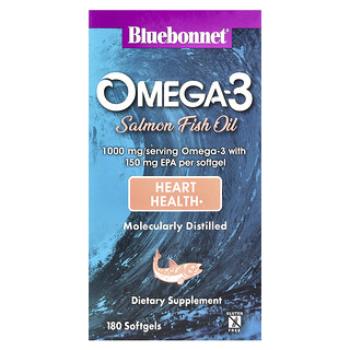 Bluebonnet Nutrition, Omega-3 鲑鱼油，1000 毫克，180 粒软胶囊