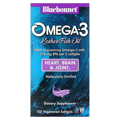 

Bluebonnet Nutrition Omega-3 Kosher Fish Oil 1 000 mg 120 Vegetarian Softgels