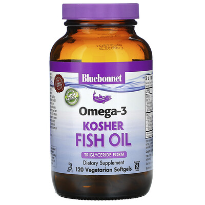 Bluebonnet Nutrition Omega-3 Kosher Fish Oil, 120 Vegetarian Softgels